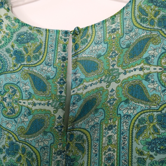 a.n.a. green & blue pasley print midi dress. Size L. - Picture 5 of 6